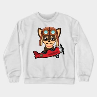 Cute Small dog is in a vintage airplane Crewneck Sweatshirt